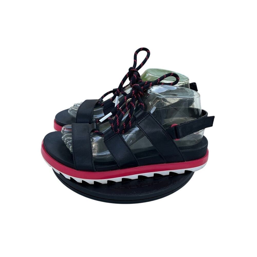 Womens Sorel Roaming Lace Slingback Gladiator Flat Sandals Size 8 Black Red